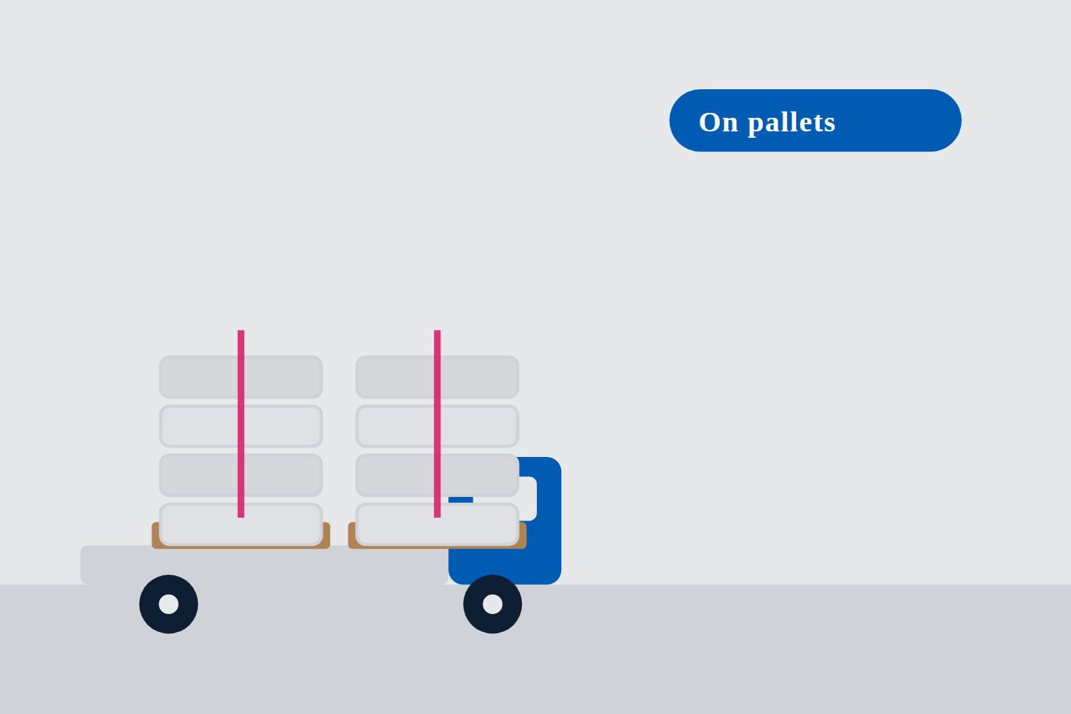 A flatbed lorry carrying palletised stacks of RainSafe chambers