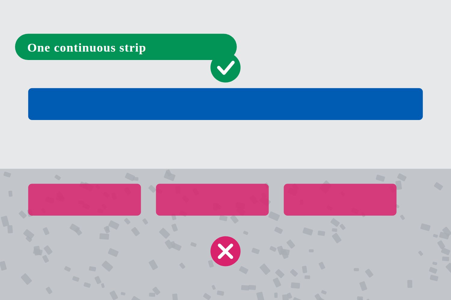 A single continuous strip running the full length of a row