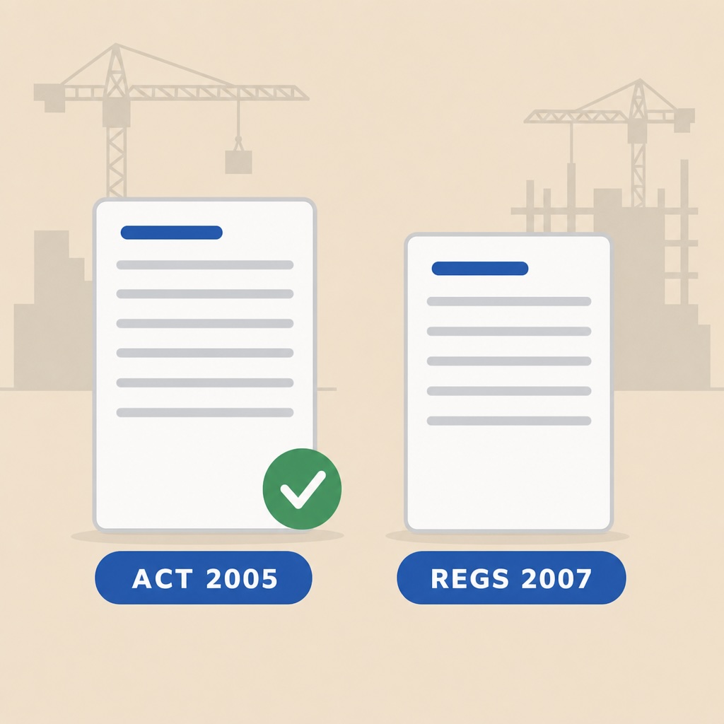 Two legal documents with a tick